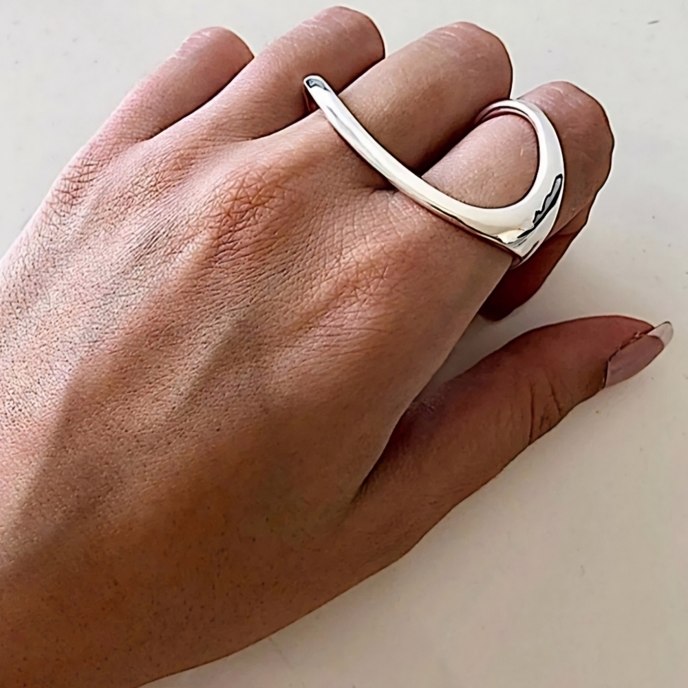 STERLING SILVER GEOMETRIC ADJUSTABLE RESIZABLE RING .925 NWT size 7.5 to 8.5